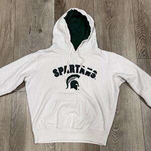 Stadium Athletics White and Green Spartans Hoodie